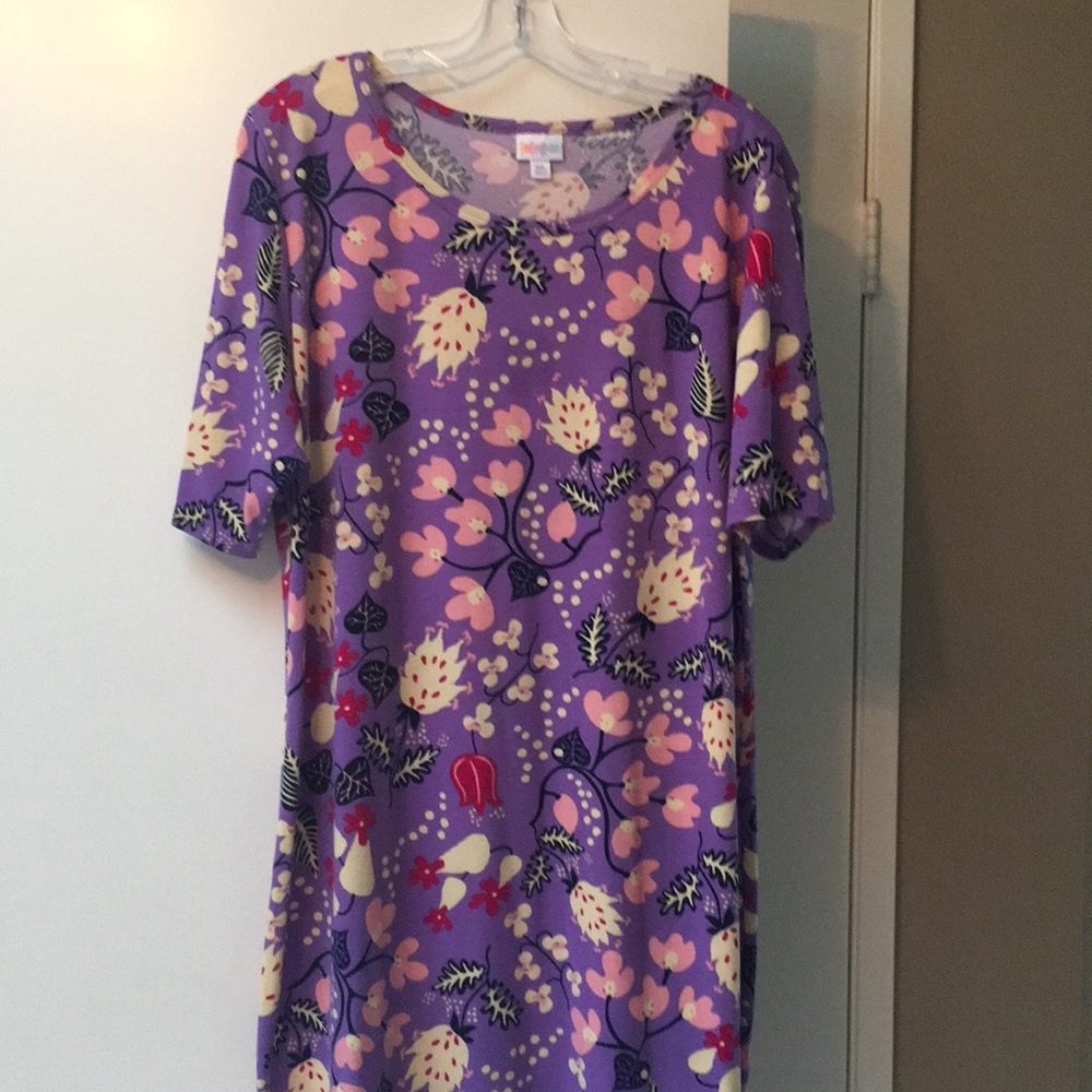 LuLaRoe Julia dress purple botanical floral 3XL